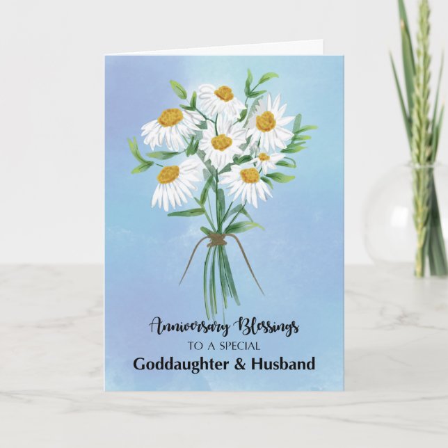 För Goddotters och Make Bröllop-årsdagen Kort (Framsida)