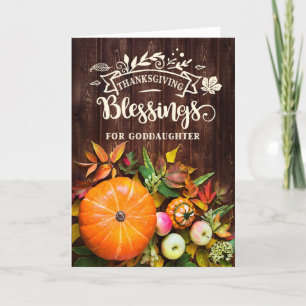 För Goddotters Thanksgiving Blessings Pumpkins Helgkort
