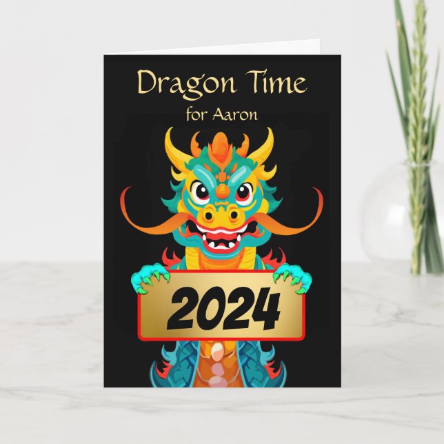 För Godson Kinesiskt nyår för Dragon Holida Helgkort (Framsida)