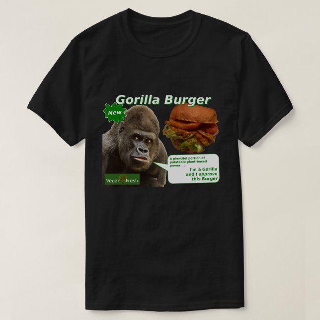 För gorillahamburgare för Vegan ny T-tröja T-shirt (Design framsida)