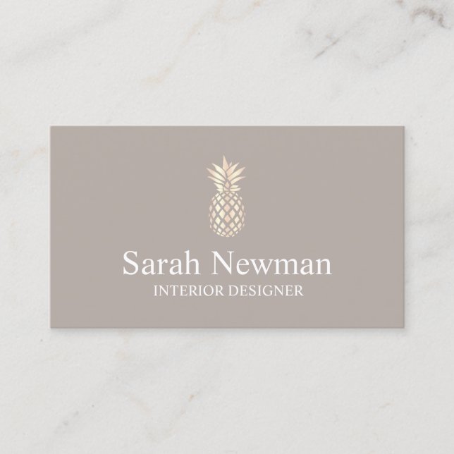 För grå färgananas för elegant rosa guld- visitkort (Framsida)