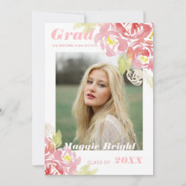  för Grad-meddelande om Blommigt av vattenfärg Inbjudningar