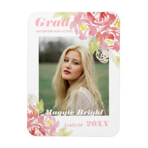 för Grad-meddelande om Blommigt av vattenfärg Magnet
