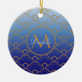 För Gradated för japansk Seigaiha kammussla guld Julgransprydnad Keramik