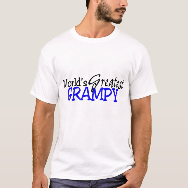 För Grampy för världar mest underbar svart blått T-shirt (Framsida)
