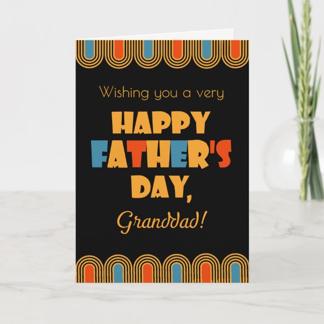 För Granddad Fars dag Deco Stil på Black Kort (Framsida)