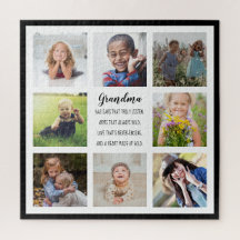 För Grandma 8 Photos och Quote Anpassningsbar Faux