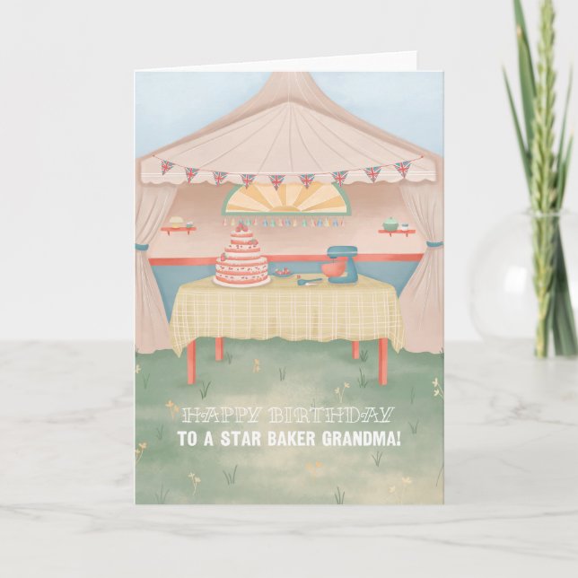 För "Grandma Star Baker Bake off Birthday Card" Kort (Framsida)