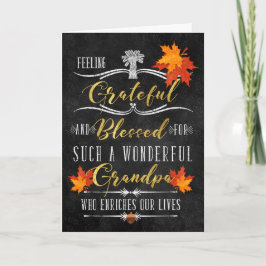 för Grandpa Chalkboard Blessings på Thanksgiving Helgkort