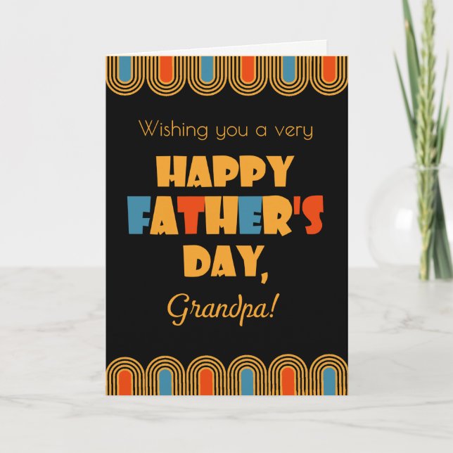 För Grandpa Fars dag Deco Stil på Black Kort (Framsida)