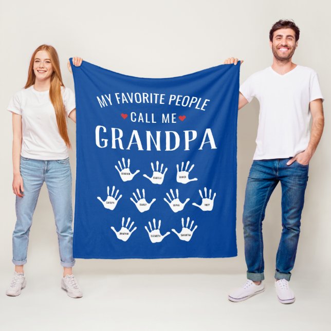 För Grandpa med Barnbarn Namn Personlig Fleecefilt (På plats)