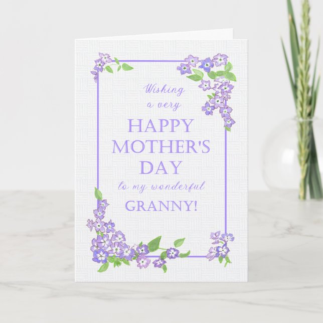 För Granny Mors dag Mauve Phlox Flowers Card Kort (Framsida)