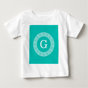 För greknyckel för kricka initial Monogram för vit Tee