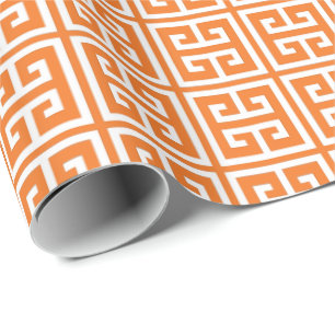 För greknyckel för Tangerine orange mönster Presentpapper