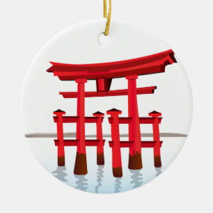 För grindarkitektur för Shinto japansk kultur f Julgransprydnad Keramik