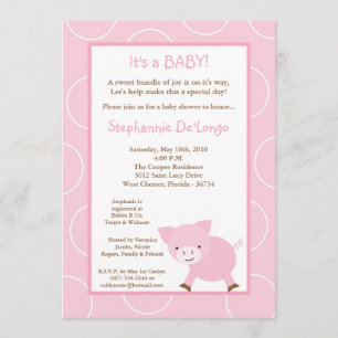 för grisbaby shower för lantgård 5x7 djur rosa inbjudningar