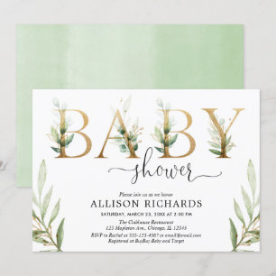 För grönskagrönt för gender neutral baby shower inbjudningar