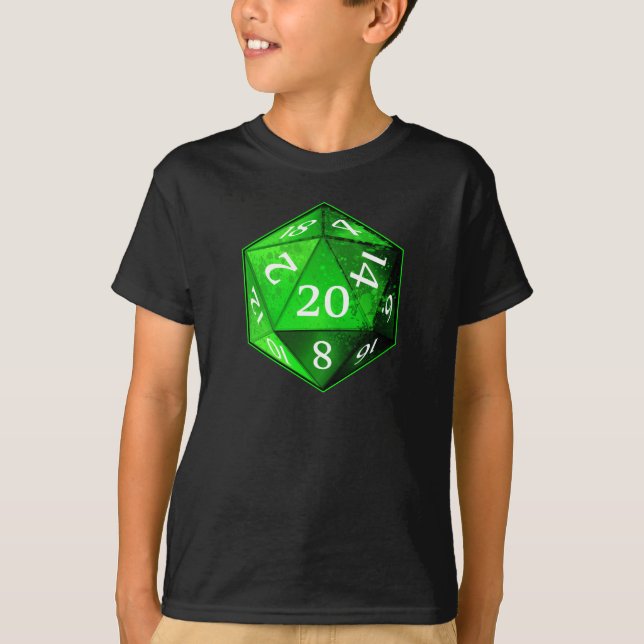 För grönt- och vitSMARAGD för D&D d20 matris Tee Shirt (Framsida)