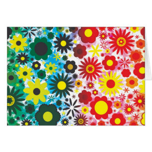 För gröntblommor för Psychedelic 60-tal rött Hälsningskort