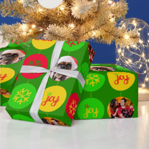För gröntgult för Bauble rött foto för jul f Presentpapper