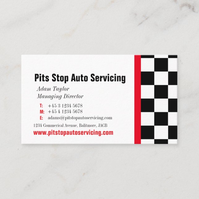 För gropstopp för automatisk motorisk serva röd visitkort (Framsida)