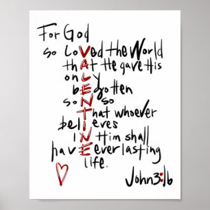 För Gud Älskade Världen Bibelvers Jesus Är Min Poster