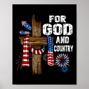 För Gud Och Land Kors Kristet Patriotiskt 4:e  Poster
