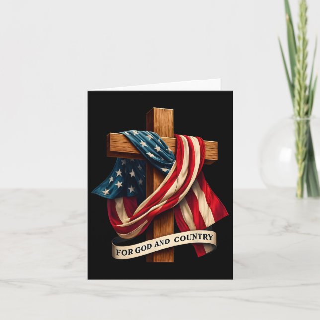 För Gud Och Land Kors Kristna Patriotiska Jesu Kort (Framsida)