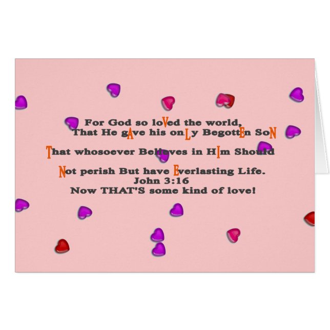 För Gud så älskad i världen. Hälsningskort (Framsidan Horizontal)