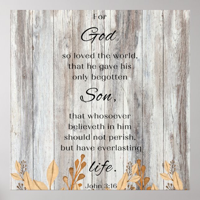 För gud, så älskad Motivational Bible Verse Poster (Framsidan)