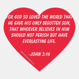 För Gud så älskad världen John 3:16 Hjärtformat Klistermärke