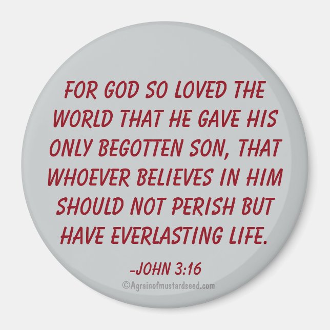 För Gud så älskad världen John 3:16 Magnet (Framsidan)