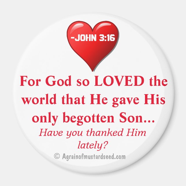 För Gud så älskad världen John 3:16 Magnet (Framsidan)
