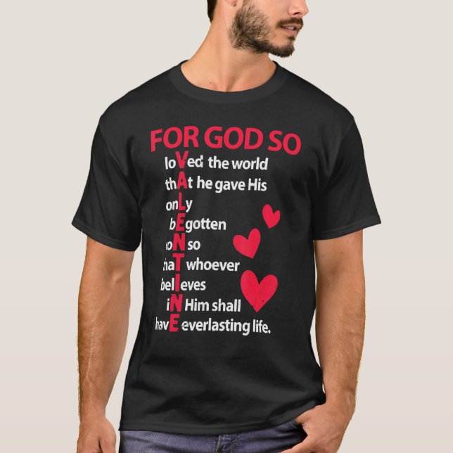 För gud så älskade Valentine Christian Clo i värld T Shirt (Framsida)