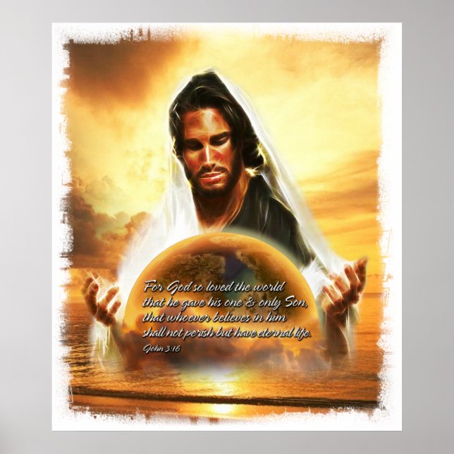 För Gud så älskade världen... John 3:16 Poster (Framsidan)
