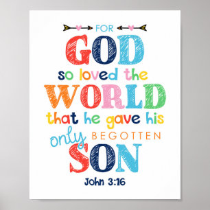För gud så älskade World Kids Christian Poster