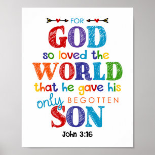 För gud så älskade World Kids Christian Poster