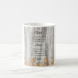 För gud Wood Flower Guld Bible Verse Coffee Mugg