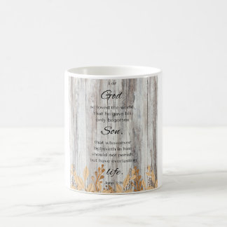 För gud Wood Flower Guld Bible Verse Coffee Mugg