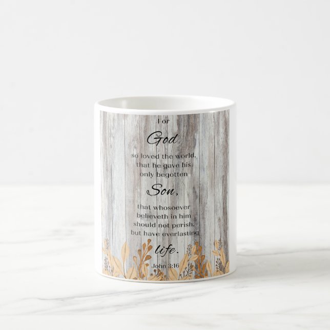 För gud Wood Flower Guld Bible Verse Coffee Mugg (Center)