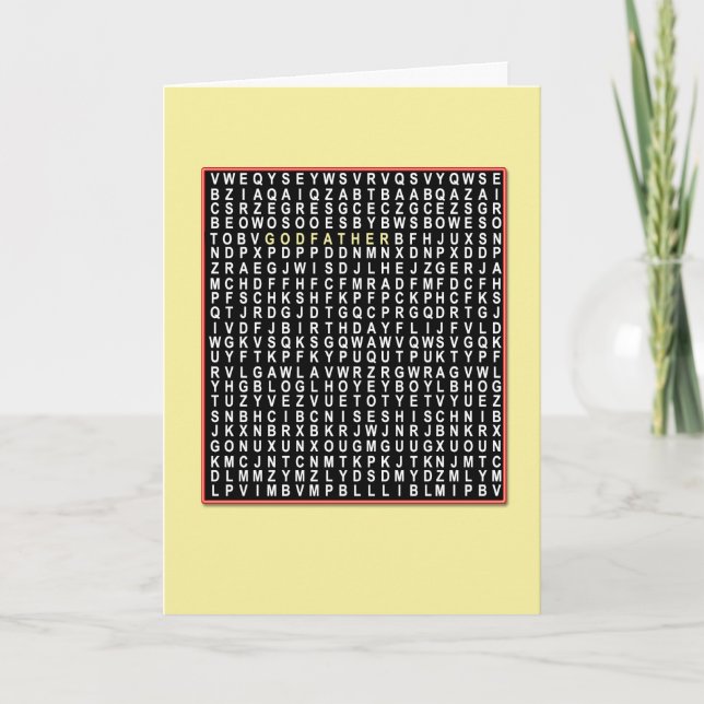 För gudfader, Wordsearch-födelsedagskort Kort (Framsida)
