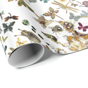 För guld- marmor för Gems ängfjäril för vit Presentpapper