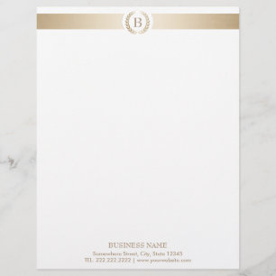 För guld- modern elegant lagrarkran för Monogram Brevhuvud