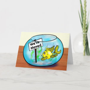 För guldfiskfisk för vi har flyttat rolig gullig meddelande