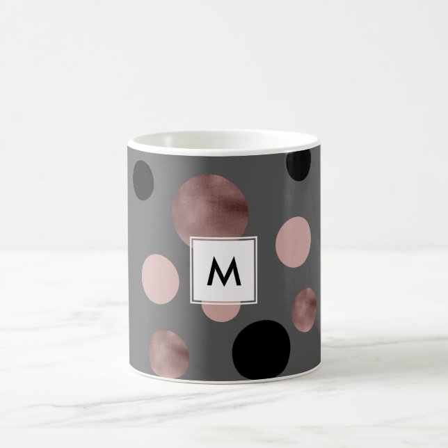 för guldrodnad för elegant faux cirklar den rosa kaffemugg (Center)