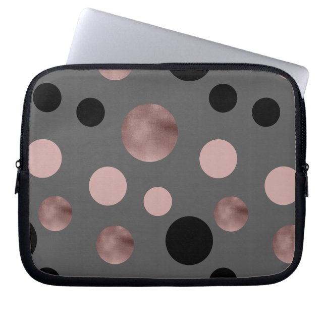 för guldrodnad för elegant faux cirklar den rosa laptop sleeve (Framsidan)