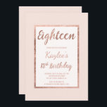 För guldrodnad för Faux 18th födelsedag för rosa Inbjudningar<br><div class="desc">En modern nätt chic och en rosa guld- ram för elegantfaux med pastell rodnar den rosa artonde födelsedagsfest inbjudan.</div>