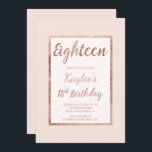 För guldrodnad för Faux 18th födelsedag för rosa Inbjudningar<br><div class="desc">En modern nätt chic och en rosa guld- ram för elegantfaux med pastell rodnar den rosa artonde födelsedagsfest inbjudan.</div>