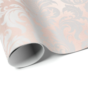 För guldrodnad för metallisk smala rosa damast f presentpapper