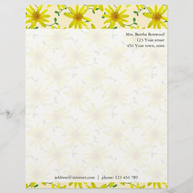 För gult beställnings- adress vildblommafoto för brevhuvud (Framsida)